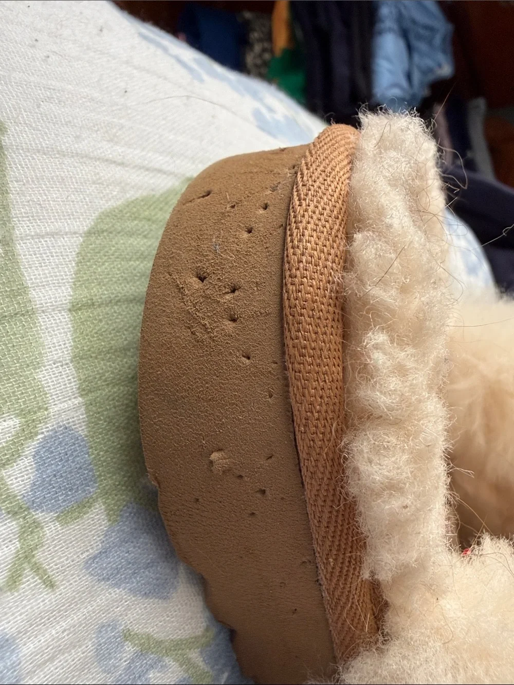 UGG Chestnut Suede Shearling Clog Slippers - Cream Lining